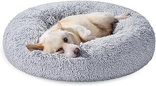 Feandrea Dog Bed, Donut Cat Bed, Fluffy Calming Pet Bed with Removable Inner Cushion, Washable, Soft Long Plush, for Dog, …