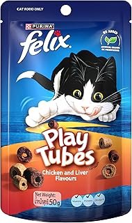 FELIX Adult Cat Treats Chicken & Liver Play Tubes 8x50g