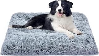 Dog Bed Mat for Large Dogs, Soft Plush Washable Dog Cage Bed with Removable Washable Cover and Waterproof Lining, Non-Slip…