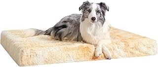 EXQ Home Soft Plush Dog Bed Bed Large Dog Bed with Removable Washable Cover, Egg Crate Foam Pet Bed Mat Yellow-L