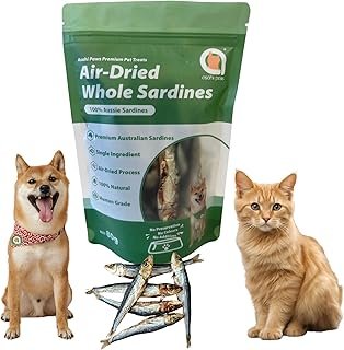 Pet Snacks Treats - Air-Dried Sardine Fish - Dehydrated Whole Sardine - 100% Aussie Fresh - Best Training Treats for Cats...
