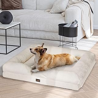PaWz Orthopedic Dog Bed, Medium Memory Foam Pet Sofa Beds for Small Medium Dogs, Neck Support Egg Foam Couch Bed with Remo...