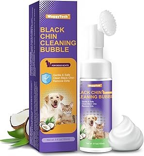 WaggyTech Cat Black Chin Acne Cleaner 5oz (150 ml), No-Rinse Pet Care Mousse with Soft Brush Head, Removes Blackheads & De...