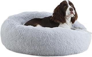 Bunlitent Calming Dog Bed, Plush Anti-Anxiety Donut Dog Bed for Small Medium Large Dogs, Warming Cozy Soft Cute Round Wash…